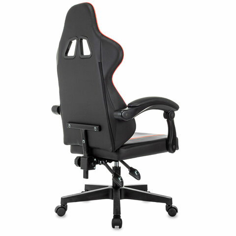 Кресло компьютерное BRABIX "Shooter GM-123", 2 подушки, экокожа, черное/красное, 533190