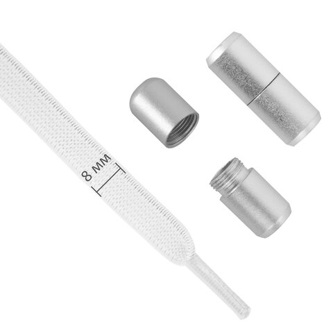 Шнурки плоские эластичные БЕЛЫЕ длина 100 см, ширина 8 мм, 2 капсулы, цвет белый, SHEGRA, 701707