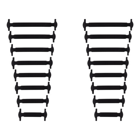 Шнурки силиконовые плоские ЧЕРНЫЕ 16 шт., ширина 7 мм, SHEGRA, 701717