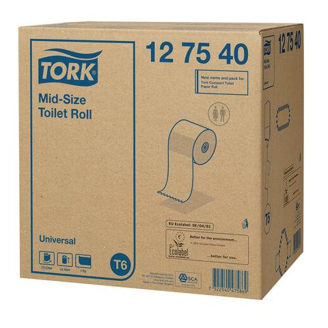 Бумага туалетная 135 м, TORK (Система Т6) UNIVERSAL, КОМПЛЕКТ 27 рулонов, белая, 127540