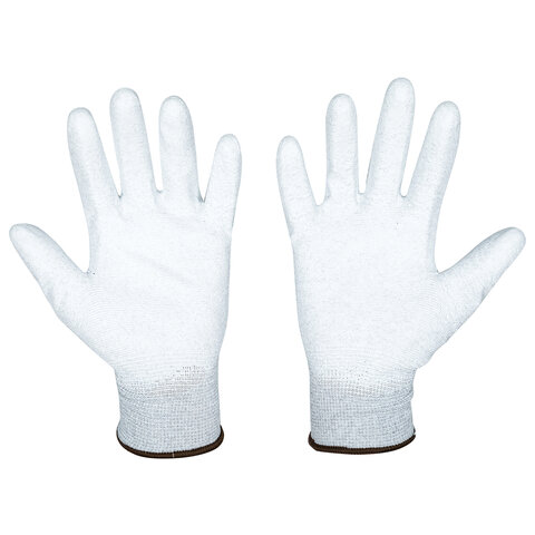 Перчатки антистатические SCAFFA "Antistat", карбоновая нить, полиуретановое покрытие, размер 9 (L), 9255, 00-00015299