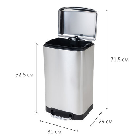 Ведро мусорное с педалью 20 л, крышка с доводчиком, стальное БЕЗ ОТПЕЧАТКОВ, LAIMA ULTRA, 701570