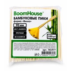 Шпажки-пики для канапе бамбуковые, ВИЛКА 9 см, 100 шт., BOOMHOUSE (БУМХАУС), 701977
