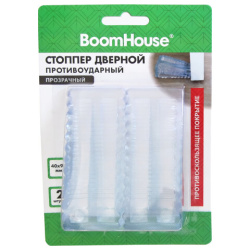 Стоппер дверной противоударный прозрачный, КОМПЛЕКТ 2 шт., BOOMHOUSE (БУМХАУС), 701840