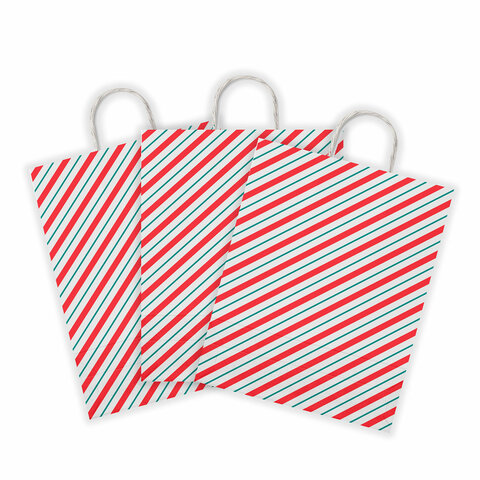 Крафт-пакет бумажный "Узкая полоса" 26х15х35 см, с кручеными ручками, плотность 100 г/м2, белый, 113228