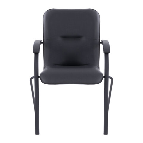 Кресло для приемных и переговорных BRABIX "Samba CF-107", черный каркас, кожзам черный, собранное, 533189