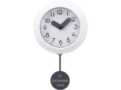 Настенные часы с маятником «Pendulum» с УФ-печатью, Цвет белый, серый