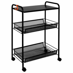 Этажерка офисно-бытовая "Ладья-33КС", 650х450х300 мм, 2 яруса + столик, металл, черная, Э 356 Ч