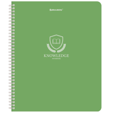 Тетрадь А5, 48 л., BRAUBERG, гребень, клетка, матовая ламинация, "Knowledge" (микс в спайке), 405324