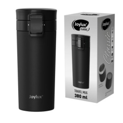 Термокружка 380 мл JOYLUX (ДЖОЙЛЮКС) CLASSIC, нержавеющая сталь SUS304, черный матовый, 700270