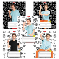 Тетрадь 12 л., HATBER клетка, обложка картон, "Влад А4" (микс в спайке), 073122, 12Т5В1