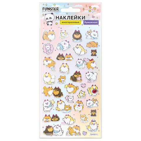 Наклейки бумажные 17,5х9,5 см, ассорти 12 видов, FUNSTER (ФАНСТЕР), 666676