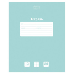 Тетрадь 12л. HATBER Premium, клетка, обл картон, плотная бумага 80г/м, NEWtone Зелены, 12Т5A1_05059
