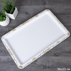 Поднос прямоугольный 37х24 / NB701 /уп 100/ белый с золотом