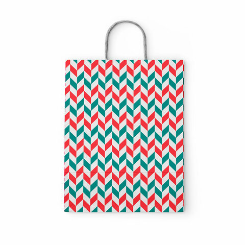 Крафт-пакет бумажный "Зигзаг" 26х15х35 см, с кручеными ручками, плотность 100 г/м2, белый, 113211