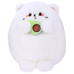Игрушка мягкая "Котик с авокадо", 20 см, цвет белый, WOOZOO (ВУЗУ), 666781