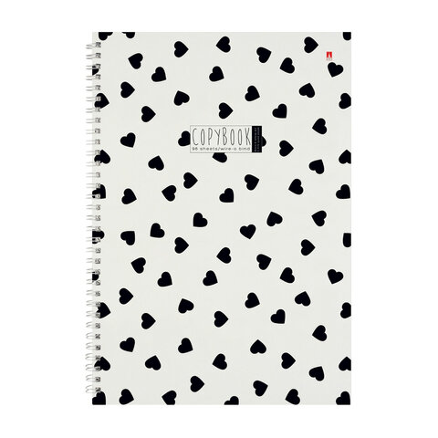 Тетрадь А4 96 л. АЛЬТ гребень, клетка, глянцевая ламинация, "BLACK&WHITE" (3 вида), 7-96-1354