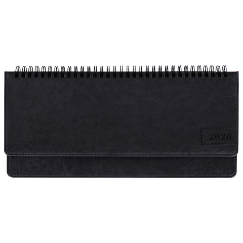 Планинг датированный 2026 305х140 мм BRAUBERG "Imperial", под кожу, черный, 117229