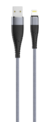 Кабель SOLID, USB 2.0 - lightning, 1.2м, 2.1A, титан, OLMIO