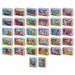 Пазлы картонные 54 элемента, КОМПЛЕКТ 32 шт., поле 17,5 х 13 см, РК