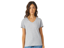 Футболка «Heavy Super Club 2.0» женская с V-образным вырезом, Размер XS, Цвет серый меланж