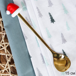 Ложка чайная золото силикон Шапка Деда Мороза / А-104 /уп 450/ Новогодняя