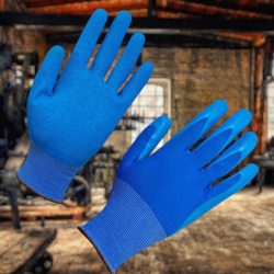 Перчатки полиэфирные прочные эластичные 1 пара, 15 класс, размер 9, покрытие - облив РЕЛЬЕФНЫЙ ЛАТЕКС