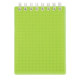 Блокнот МАЛЫЙ ФОРМАТ А7, 80 л., гребень, обложка пластик, клетка, HATBER, "LINE NEON", зеленый, 081518, 80Б7В1гр_03034