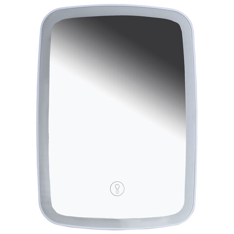 Зеркало настольное с LED-подсветкой для макияжа, 24х17 см, 3 режима свечения, аккумулятор 800 mAh, цвет белый, WBZ, 609333