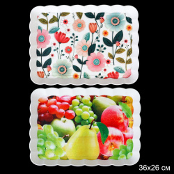 Поднос прямоугольный 36х26 см / PV /уп 80/ волнистый край