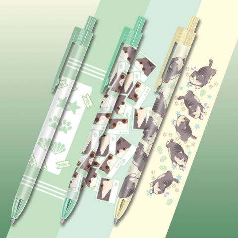 Ручка шариковая автоматическая с принтом, кросс-серия "МИЛЫЕ КОТЫ", BRAUBERG, корпус soft-touch, СИНЯЯ, узел 0,7 мм, линия 0,35 мм, 144479