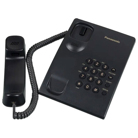 Телефон PANASONIC KX-TS2350RUB, черный, повторный набор, тональный/импульсный режим