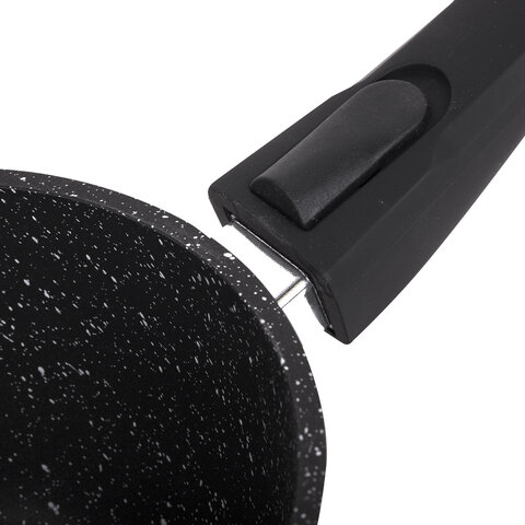 Ковш 1,7 л, съемная soft-touch ручка, жаропрочная стеклянная крышка, антипригарное покрытие, МЕЧТА "Гранит Black", 082802