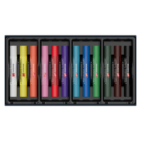 Пастель масляная BRAUBERG ART "Секреты художника", УТОЛЩЕННАЯ, 12 цветов, круглое сечение, 182099