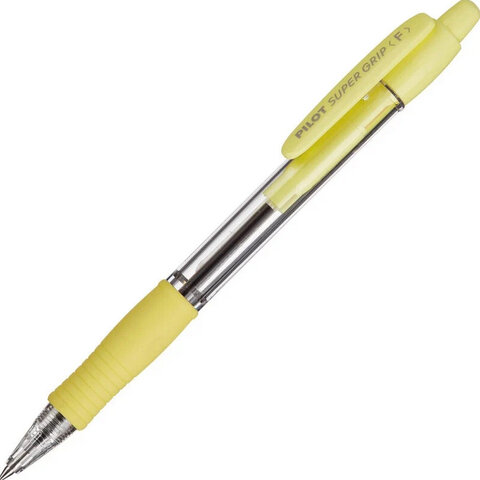 Ручка шариковая автомат. с грипом PILOT Super Grip, СИНЯЯ, желтые детали, линия 0,21 мм, BPGP-10R-F, BPGP-10R-F Y