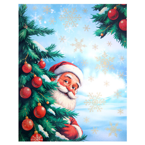 Наклейка для окон двусторонняя, 30х38 см "Дед Мороз", глиттер, золотой, ЗОЛОТАЯ СКАЗКА, 592575