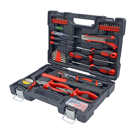 Набор инструментов столярно-слесарный, 84 предмета, пластиковый кейс, ГРАНДМАСТЕР, 671331