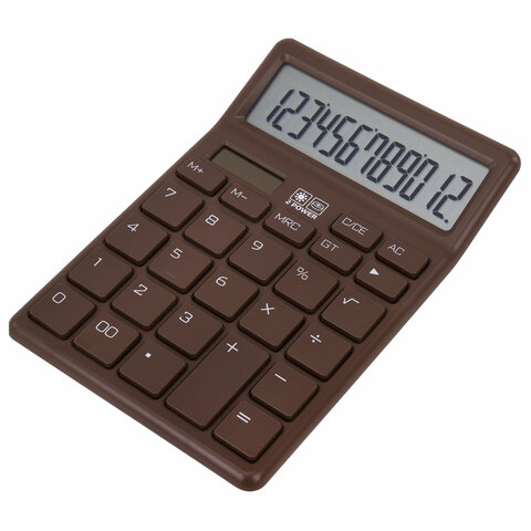 Калькулятор настольный BRAUBERG CH-12-BR (153х103 мм),12 разрядов, двойное питание, коричневый, 272961