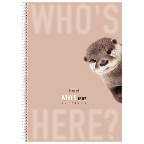 Тетрадь А4, 96 л., HATBER, спираль, клетка, матовая ламинация, "Кто здесь?" (микс в спайке), 093592, 96Т4лВ1сп