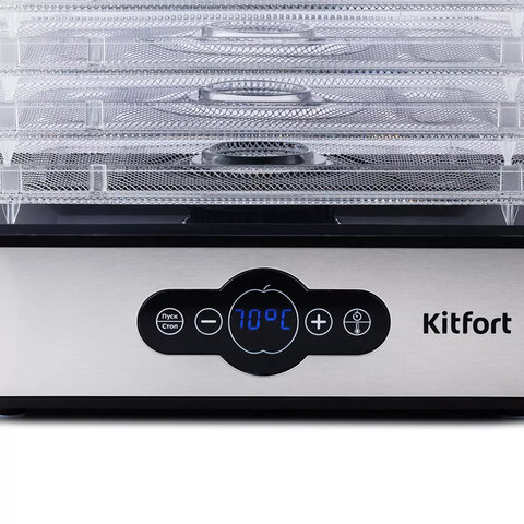 Сушилка для овощей KITFORT КТ-1914, 240 Вт, 5 поддонов, электронное управление, черная/серебристая
