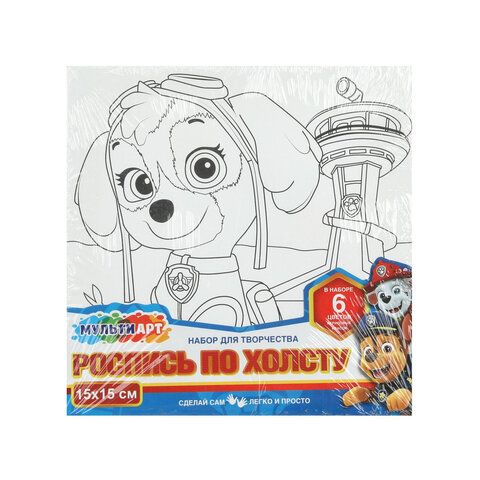 Картина детская по контуру, АССОРТИ 7 видов, 15х15 см, на подрамнике, акрил, кисти, МУЛЬТИ АРТ, 5902