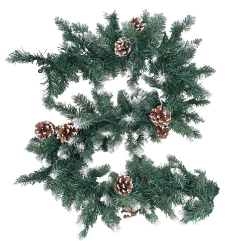 Гирлянда хвойная заснеженная с шишками, длина 270 см, диаметр 25 см, ЗОЛОТАЯ СКАЗКА, 592185