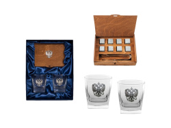 Набор для виски с камнями для охлаждения, Цвет прозрачный/серебристый, серый, коричневый