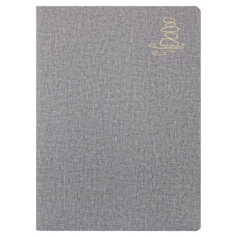 Тетрадь 60 л. в клетку обложка кожзам под рогожку, сшивка, B5 (179х250мм), СЕРЫЙ, BRAUBERG HARMONY, 403839