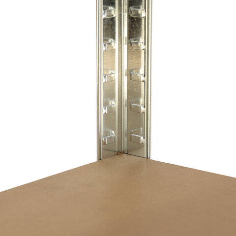 Стеллаж металлический BOOMHOUSE (БУМХАУС) безболтовой, 2000x1000x500 мм, 6 полок МДФ, серебристый, 291416