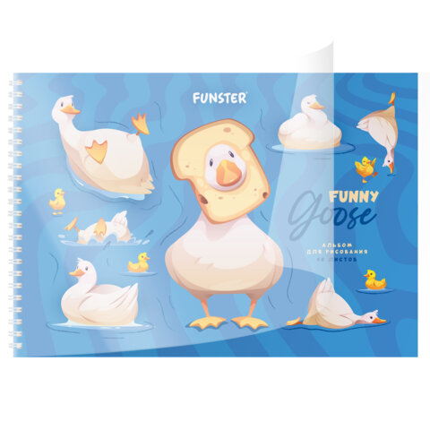 Альбом для рисования, пластиковая обложка, А4, 40 л., гребень, FUNSTER (ФАНСТЕР), 210х297 мм, АССОРТИ (8 видов), 107684