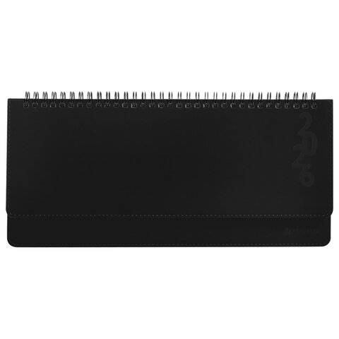 Планинг датированный 2026 305х140 мм BRAUBERG "Up", под кожу, черный, 117234