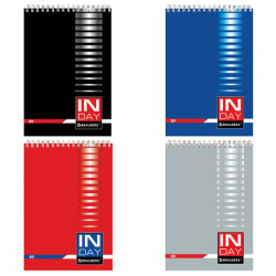 Блокнот БОЛЬШОЙ ФОРМАТ А4 195х297 мм, 80 л., спираль, картон, жесткая подложка, клетка, BRAUBERG, "INDAY", ассорти, 122801