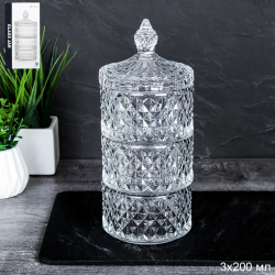Банка для специй 200 мл 3 яруса Ромб / TG040-3 /уп 24/ конфетница