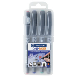 Маркеры перманентные для любой гладкой поверхности, НАБОР 4 шт., 4 ЦВЕТА, CENTROPEN "OHP", 0,3 мм, 2634/4, 626340401